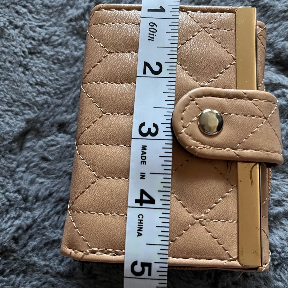 Unk Quilted Beige Wallet with Gold Trim